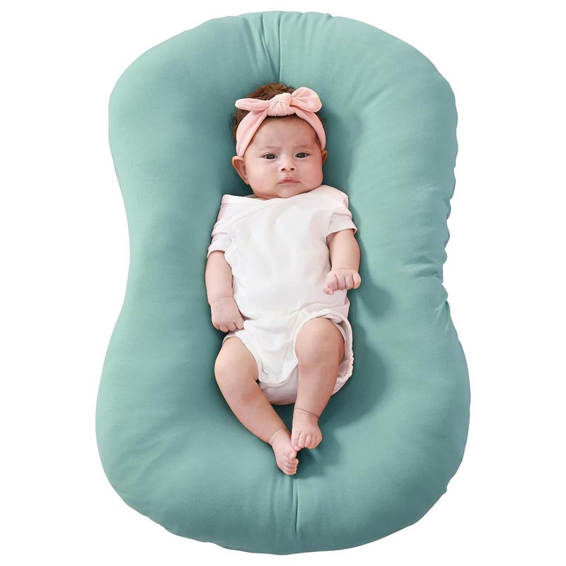 FUNUPUP Rayon Derived from Bamboo Baby Lounger Cover Compatible with Snuggle Me Lounger, Infant Lounger Pillow Cover for Newborn, Removable Elastic Newborn Lounger Cover,Cover Only, Green - Image 1